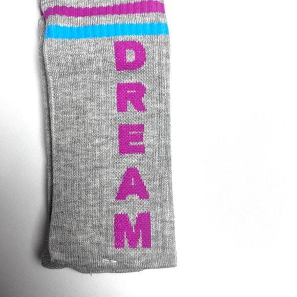 Keep Your Socks On Womens Gray/Pink Graphic One Pair Crew Style Socks - Picture 2 of 6